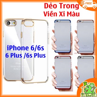 [Ảnh Thật] Ốp Lưng iPhone 6, iP 6s Plus Dẻo Trong Suốt Viền Màu Xi Bóng