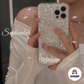 Compatible for IPhone 14 Shiny Silver Foil Sparkle Sequins Glitter Phone Case Compatible for IPhone 14 13 12 11 Pro Max Anti-Slip Bumper Soft TPU Back Cover
