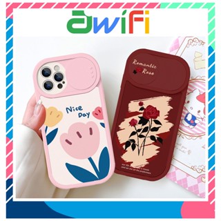 Ốp lưng iphone nắp trượt tròn hoa hồng 6/6splus/7/7plus/8/8plus/x/xs/11/12/13/14/pro/max/plus/promax - Awifi K5-15