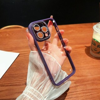 Ốp lưng Meruyi trong viền màu camera đính đá cho iPhone 14 Pro Max, 14 Plus, 14, 13 Pro max bảo vệ camera mắt đính nhũ