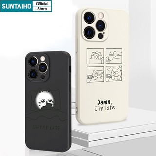 Suntaiho Ốp điện thoại in hình mèo thích hợp cho iPhone 11 Pro Max 14 12 13 XS X XR XS Max 7 8 Plus