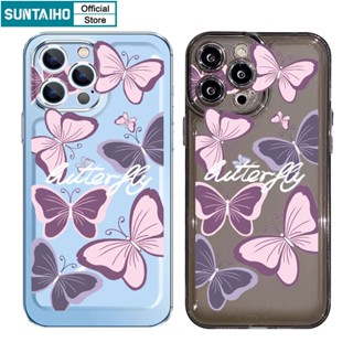 Suntaiho Ốp lưng iphone Ốp Điện Thoại Mềm Trong Suốt In Hình Bướm Cho iPhone 11 Pro Max 13 12 11 14 Pro X XS XR XSMAX 7 Plus 8 Plus