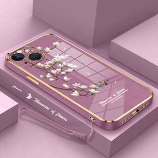 Ốp Điện Thoại gel silica Mềm Mạ Điện Họa Tiết Hoa Lan Trắng Bảo Vệ Toàn Diện Cho iPhone 13 13 pro 13 pro max