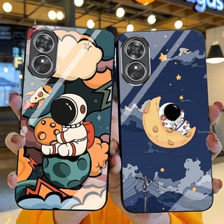 Ốp Lưng OPPO A17, A17K Ốp kính bóng cao cấp Phi Hành Gia