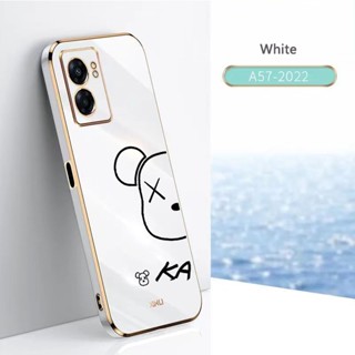 Ốp Điện Thoại Dẻo Tráng Gương Họa Tiết Chú Gấu Sang Trọng Cho OPPO A57 2022 A5 A9 2020 OPPO A5S A7 A12 A74 A95 F19 A83