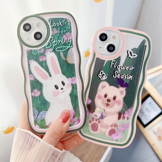 OPPO A17 A77S A76 A96 A54 4G 5G A16 A16S A74 A95 A94 A93 A55 A53 A33 2020 A52 A72 A92 A15S A15S A31 A1K A12E A3S A9 A5 A7 A5S A12 A11K A57 2022 A83 A71 2018 A59 F11 Pro F9 F7 F1S F5 Youth Wavy Edge Oil Painting Bear Rabbit Cartoon Soft Phone Case STB 25