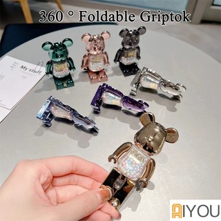 Giá Đỡ Điện Thoại Mạ Kim Tuyến Nước Hình Chú Gấu 3D Cho iPhone 14Pro