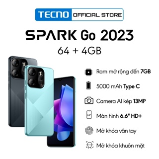 Điện thoại Tecno SPARK GO 2023 4GB/64GB - Helio A22 | 5000 mAh | 6,6&quot; HD+| Cảm ứng vân tay