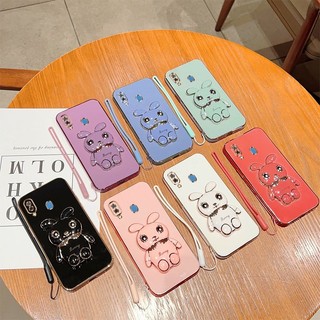 Ốp Điện Thoại Dẻo Họa Tiết Thỏ 3D Kèm Giá Đỡ &amp; Dây Đeo Cho Samsung Galaxy A13 4G A21s A54 A34 A14 LTE 4G 5G A23 5G A20 A30