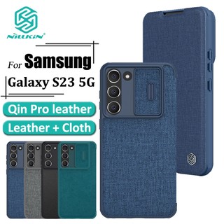 Ốp Điện Thoại Nillkin QIN Pro Bằng Vải Da Nắp Lật Chống Sốc Có Ngăn Đựng Thẻ Và Giá Đỡ Cho Samsung Galaxy S23