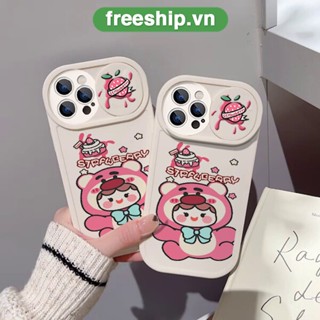 Ốp lưng iphone gấu losto dâu tây bảo vệ trượt camera ốp iphone 6s/6plus/7/7plus/8plus/x/xsmax/11/11promax/12/13/14 pro