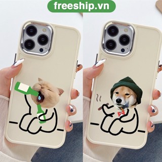 Ốp Điện Thoại iphone cặp đôi chó mèo mất niềm tin camera bạc Silicon Dẻo cạnh vuông IPhone 14 13 12 11 Pro Plus Max 6 7