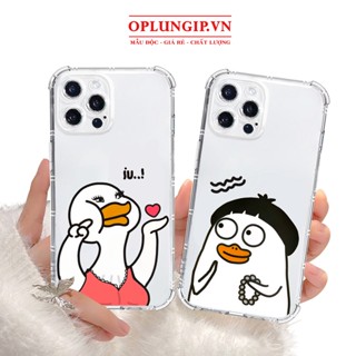 Ốp iphone cặp đôi Vịt hài hước trong cạnh vuông cho iphone 11 12 pro max 13 14 pro max mini x r s xs max 6 s 7 8 plus
