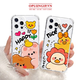 Ốp iphone Gấu vịt happy nice bảo vệ camera cho iphone 11 pro max 12 pro max 13 14 pro max mini x r s xs max 6 s 7 8 plus