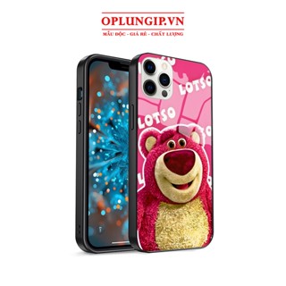 Ốp lưng iphone kính cao cấp Lotso hồng cho iphone 11 12 pro max mini 13 14 pro max plus x r xs max 7 8 plus 6 s plus
