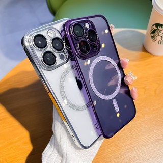 Ốp Điện Thoại Cứng Trong Suốt Chống Sốc Mạ Điện Từ Tính Sang Trọng Cho Iphone 14 Pro Max 13 12 Pro Max 14 Plus