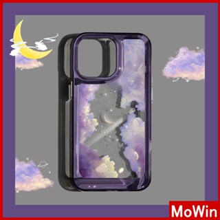 For iPhone 14 Pro Max iPhone Case Acrylic Hard Case HD Clear Case Plating Button Shockproof Purple Moon Clouds Black Compatible For iPhone 13 Pro max 12 Pro Max 11 xr 7plus 6splus