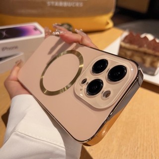 Ốp Điện Thoại Viền Mạ Màu Nhám Từ Tính Cho Iphone 14 11 12 13 Pro Max 14 Plus