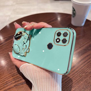 ốp lưng oppo a15 a15s Ốp Điện Thoại TPU Mềm Viền Mạ 3D Có Giá Đỡ Hình Mèo Cho oppo a15 a15s