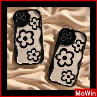 For iPhone 14 Pro Max iPhone Case 3D Curved Edge Wave TPU Airbag Shockproof Camera Cover White Black Flowers Compatible with iPhone 13 Pro max 12 Pro Max 11 xr xs max 7Plus 8Plus