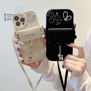 Ốp Điện Thoại Dạng Ví Có Dây Đeo Cho iPhone 11 Pro Max 13 Pro Max 14 Pro Max 12 X XR XS Max XR 7 / 8 Plus 6 / 6S