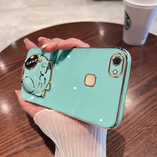ốp lưng vivo v7 plus y79 Ốp Điện Thoại TPU Mềm Viền Mạ 3D Có Giá Đỡ Hình Mèo Cho vivo v7 plus y79