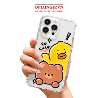 Ốp iphone Gấu vịt so cute dẻo trong suốt cho iphone 11 pro max 12 pro max 13 14 pro max mini x r s xs max 6 s 7 8 plus