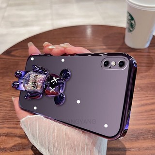 ốp lưng iPhone x xs xr xs max Ốp Điện Thoại TPU Trong Suốt Mạ Điện Có Giá Đỡ Hình Gấu Cho iPhone x xs xr xs max