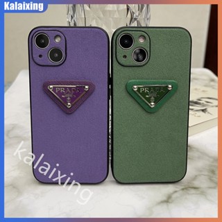 Ốp Điện Thoại Da Lộn Cứng In Logo Prada Cho iPhone 14 Pro Max 14 Plus 13 12 11 Pro Max Xs Max Xr X Xs