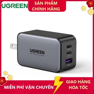 Cốc Sạc 3 Cổng Ugreen 65W GaN - Hỗ trợ Sạc Nhanh cho Điện Thoại , Máy Tính Bảng ,Laptop