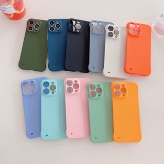 Ốp Điện Thoại PC Cứng Không Viền Màu Trơn Cho iPhone 14 pro MAX 14 plus