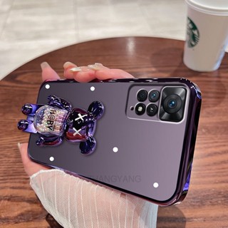 ốp lưng Redmi note 11 Pro Redmi note 11 Redmi note 11s Ốp Điện Thoại TPU Trong Suốt Mạ Điện Có Giá Đỡ Hình Gấu Cho Redmi note 11 Pro Redmi note 11 Redmi note 11s