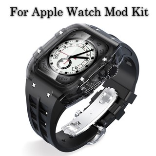 Dây Cao Su Trong Suốt Sang Trọng Cho Apple Watch 45MM 44MM IWatch Series 8 7 6 5 SE