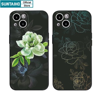 Suntaiho Ốp lưng iphone Ốp Điện Thoại Silicon Mềm Chống Sốc Họa Tiết Hoa Hồng Màu Gradient Cho iPhone 11 Pro Max 14 12 13 XS X XR XS Max 7 8 Plus