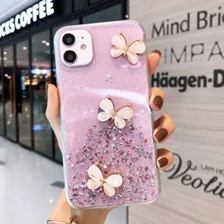 Ốp Điện Thoại Dẻo Trong Suốt Họa Tiết Bươm Bướm Lấp Lánh Kèm Giá Đỡ Nhẫn Cho IPhone 14 13 12 Pro Max / Pro 14 Plus 14 Pro 13 Pro 12 Pro