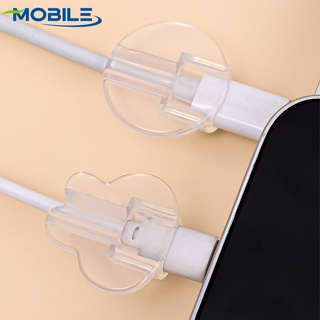 Set 1 / 2 / 5 Kẹp Cố Định Dây Cáp Dữ Liệu Hình Gấu / Thỏ Bằng TPU Trong Suốt Cho Apple Android