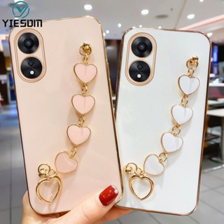 Ốp Điện Thoại Silicon Kèm Dây Đeo Tay Hình Vuông Cho OPPO A17 A17K A78 5G