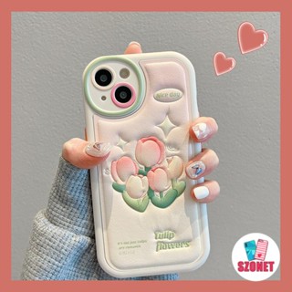 Ốp Điện Thoại Silicon Mềm Họa Tiết Hoa Tulip Màu Gradient Cho iPhone 14 13 12 11 Pro Max 14 Plus