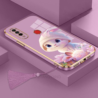 ốp lưng oppo a31 2020 Ốp Điện Thoại Tpu Dẻo Mạ Màu Gradient In Hình Thỏ Kèm Dây Đeo Cho oppo a31 2020