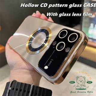 Ốp Điện Thoại iPhone 14 Pro Max Kính Cường Lực Từ Tính Họa Tiết CD Cho ốp lưng iphone 14 13 12 11 Pro Max 14