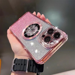Sang Trọng Ốp Điện Thoại iPhone 14 13 12 11 Pro max 14 plus Magnetic case ốp lưng điện thoại iphone 11 12 13 14 promax TPU Mềm Chống Sốc Trong Suốt Lấp Lánh Cho iP 11 12 13 14 Pro max plus