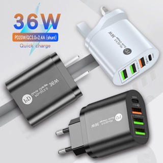 Bộ Sạc Nhanh PD36W PD + 3 Cổng Usb Cho Điện Thoại xiaomi EU / US / UK