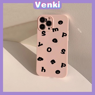 VENKI - For iPhone 11 iPhone Case Pink Glossy Film TPU Soft Case Shockproof Photo Case Protective Alphabet Smile Compatible with iPhone 14 13 Pro max 12 Pro Max xr xs max 7 8Plus