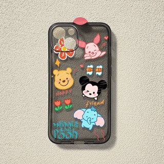 Iphone 14 Phone Case Cartoon New Iphone 13 Transparent Black 12 Men and Women Couple Xs Drop-Resistant Xr Stain-Resistant 7/8P Ix4J