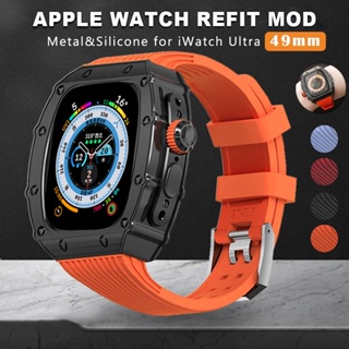 Jansin ốp+Dây đeo thép không gỉ cho đồng hồ cho apple watch ultra 49mm Đồng Hồ Thông Minh