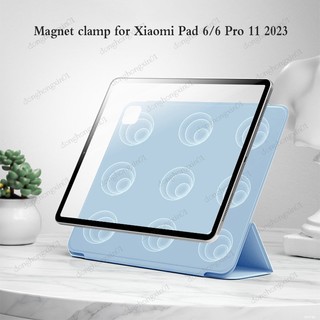 Ốp Máy Tính Bảng Bằng Da PU Có Kẹp Nam Châm Gập Ba Cho Xiaomi Pad 6 2023 Ipad 6 Pro Mi Pad 5 Pro 11 Inch