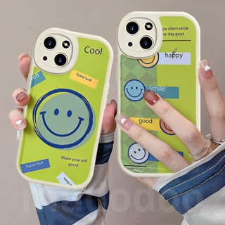 Casing OPPO Reno 8T A78 A16 A74 A54 A95 A15 A15S A57 2022 4G A76 A96 A77 5G A93 A55 A16K A16E A16S A53 A33 A5 A9 2020 A52 A72 A92 A31 A1K A7 A77S A3S A83 A5S A12 A11K F9 F11 ins Green Lattice Smiley Expression Fine Hole Airbag Shockproof Phone Case XPN 55