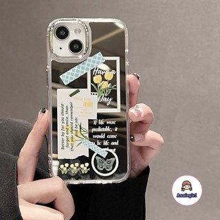 Ốp Điện Thoại TPU Dẻo Gắn Gương Trang Điểm In Chữ &amp; Hoa Tulip Cho IPhone 11 IPhone 14 Pro Max Ip13 Pro Max IPhone 12