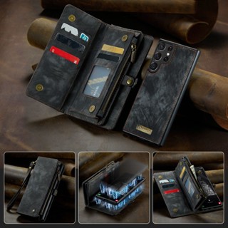 Bao Da Điện Thoại Nắp Gập Từ Tính Tích Hợp Ví Và Khóa Kéo Cho Samsung Galaxy S22 Ultra S22 Plus S22 A13 A33 A53 5G Note20 Ultra Note20