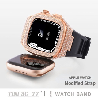 Dây Đeo Đồng Hồ Bằng Silicone Đính Kim Cương Cho Apple Watch 44mm 45mm Apple Watch Series 8 7 SE 6 5